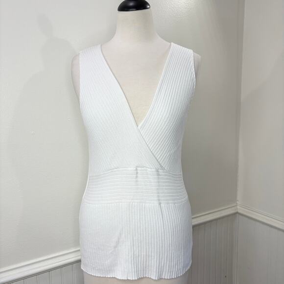 Old Navy Size L Sleeveless Knit Top Y2K Babydoll Perfect Fit Vintage Faux Wrap - Picture 13 of 13